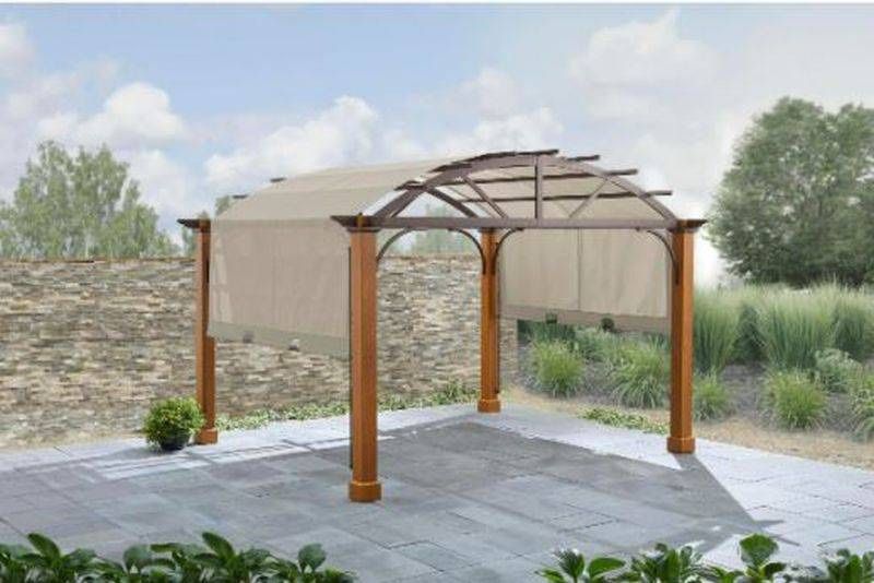 Brand New Hampton Bay 10 ft. x 12 ft. Longford Wood Outdoor Patio Pergola with Sling Canopy