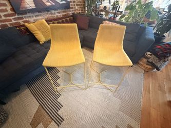 Set Of 2 Yellow West Elm Counter Height Stools