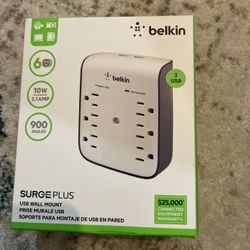 Belkin SurgePlus 10W 6-Outlet USB Surge Protector Brand New