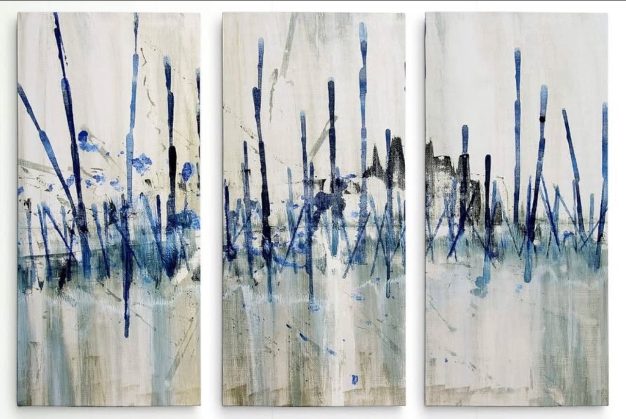 Wexford Home Marshes Edge 3 Panel Gallery Wrapped Canvas Wall Art, 20"W x 40"H