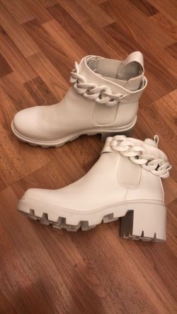 Steve Madden leather white boots