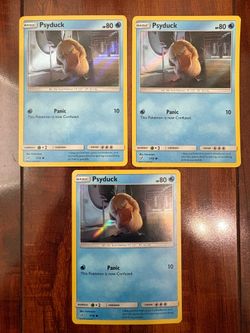 Pokemon Psyduck 7/18 Detective Pikachu Common Holo Lot of 3 NM