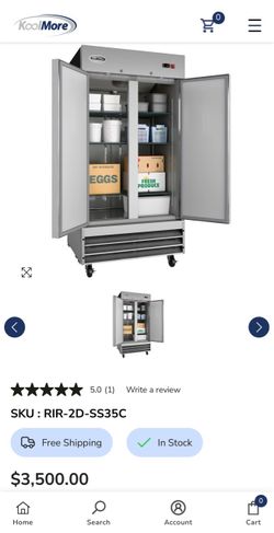 KoolMore RIR-2D-SS35C Commercial Double Door Reach-In Refrigerator
