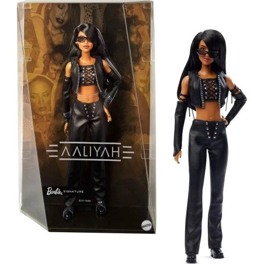 Barbie Signature Aaliyah 11.5" Collectible Doll Black Faux Leather 