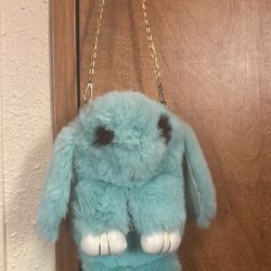 Baby Blue Pom Pom Bunny Purse