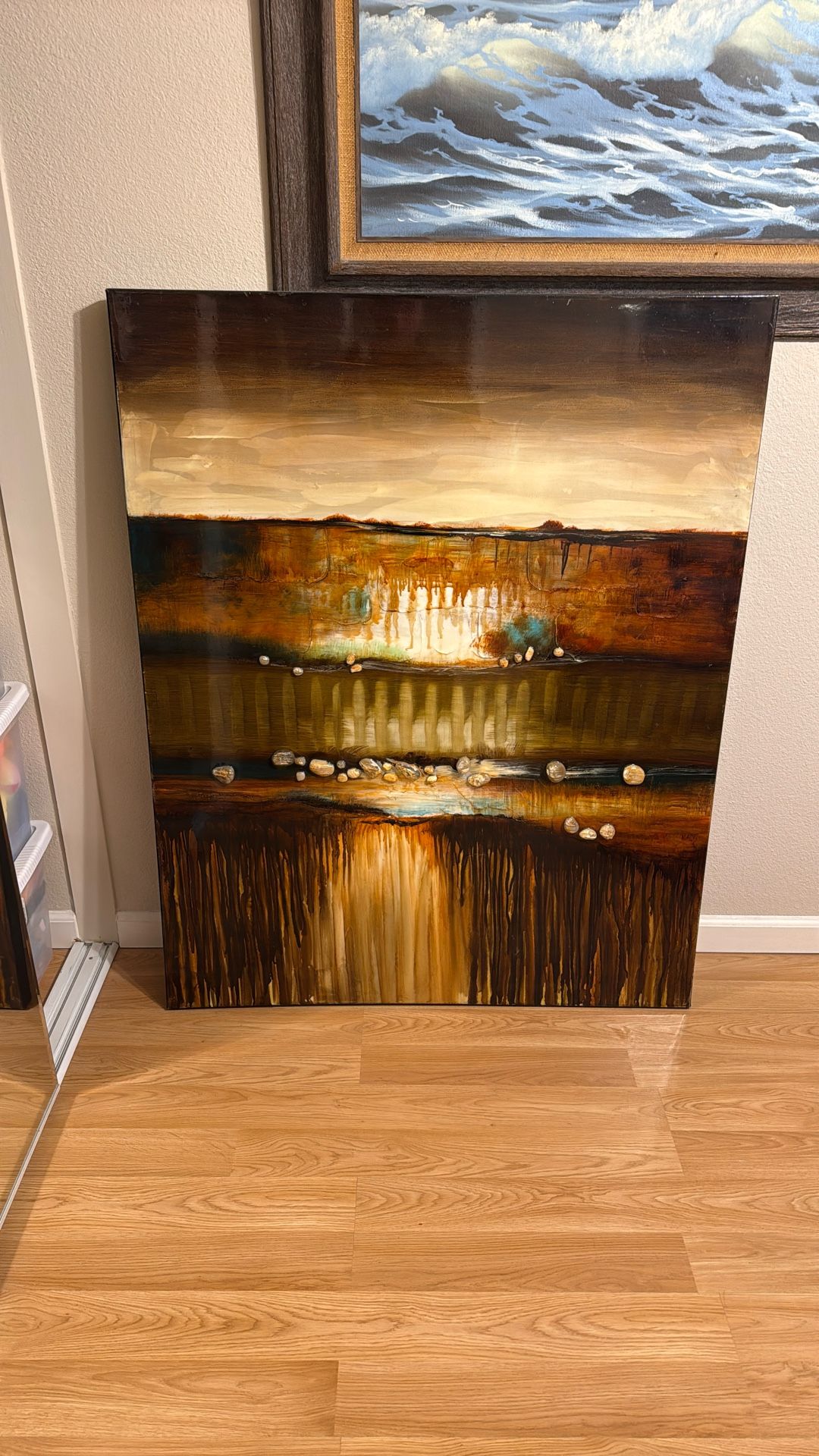 Large Painting With Real Rocks 30 3/4” X 49 3/4”