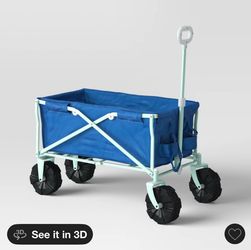 Blue Folding Utility Wagon with All-Terrain Wheels Sun Squad