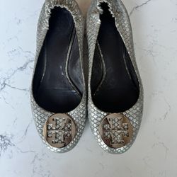 Tory Burch Reva Silver Shoes