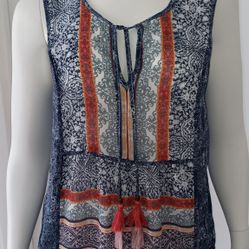 New Women's Blue Flowy Sleeveless Top S