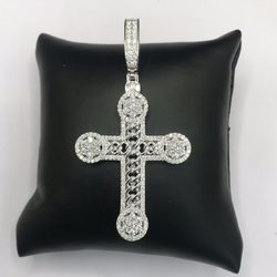 925 Sterling Silver 3.20CT MOISSANITE ICED OUT Cross Men’s Pendant 