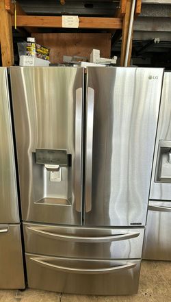 LG 3-Door Refrigerator (French Door Fridge) Stainless Steel - Water Dispenser, Fingerprint Resistant