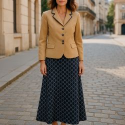Studio 1 Beige 2 Pc Button Down Blazer and Skirt Set - Ladies Size 8 - EUC