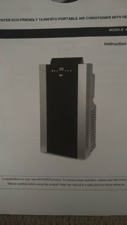 14,000 BTU - Whynter Eco friendly Portable AC with Heater, fan and humidifier