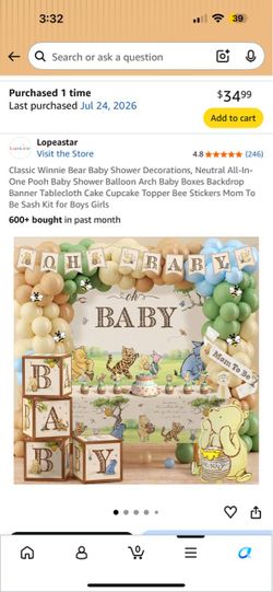 Baby shower decorations Winnie the Pooh