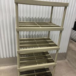 Keter 5 shelf’s storages rack…36” wide, 24” depth, 6 feet high. $60
