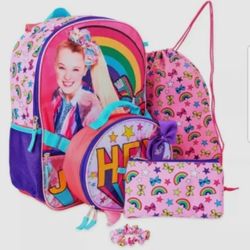 JOJO SIWA NICKELODEON 16" 5-Piece Backpack Set w/ Insulated Lunch Box Pencil Bag