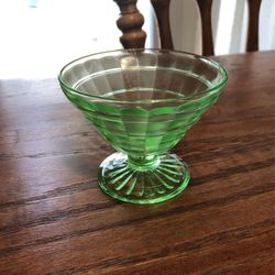 Vintage Uranium Green Glass Sherbet Dish