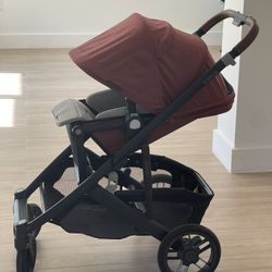 UPPAbaby CRUZ STROLLER– Lucy (Rosewood Mélange | Carbon Frame | Saddle Leather)