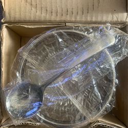 Crystal Sauce Bowl w/ silver plate trim and Spoon