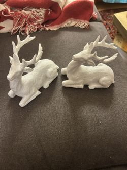 2 Small Frosted Reindeer.  