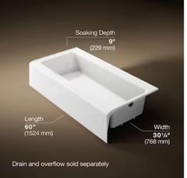 Bellwether 60 in. x 30 in. Alcove Soaking Bathtub with Right-Hand Drain in White
