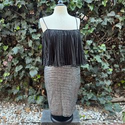Vintage 70s Disco Dress Plissé Popover Camisole Made in USA Stretchy Cocktail
