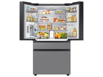 36" Bespoke 29 cu. ft. 4-Door French Door Refrigerator with Dual Auto Ice Maker with Sphere Ice & Inner Beverage Center in Stainless Steel Design •