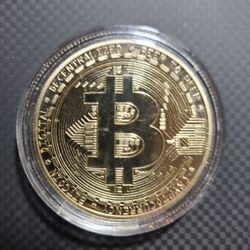 Gold color metal "BITCOIN" 