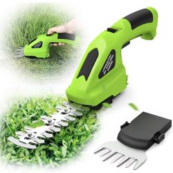 Cordless Hedge Trimmer 2000mAh, 7.2V Handheld Hedge Clippers Electric Shrubbery Trimmer, 2 in-1 Grass Clippers Trimmer Grass Cutter, Rechargeable Batt
