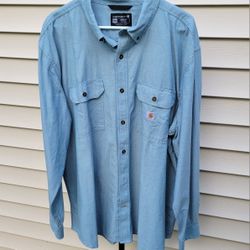 Carhartt Men's Light Blue Casual Loose Fit Shirt 2XL