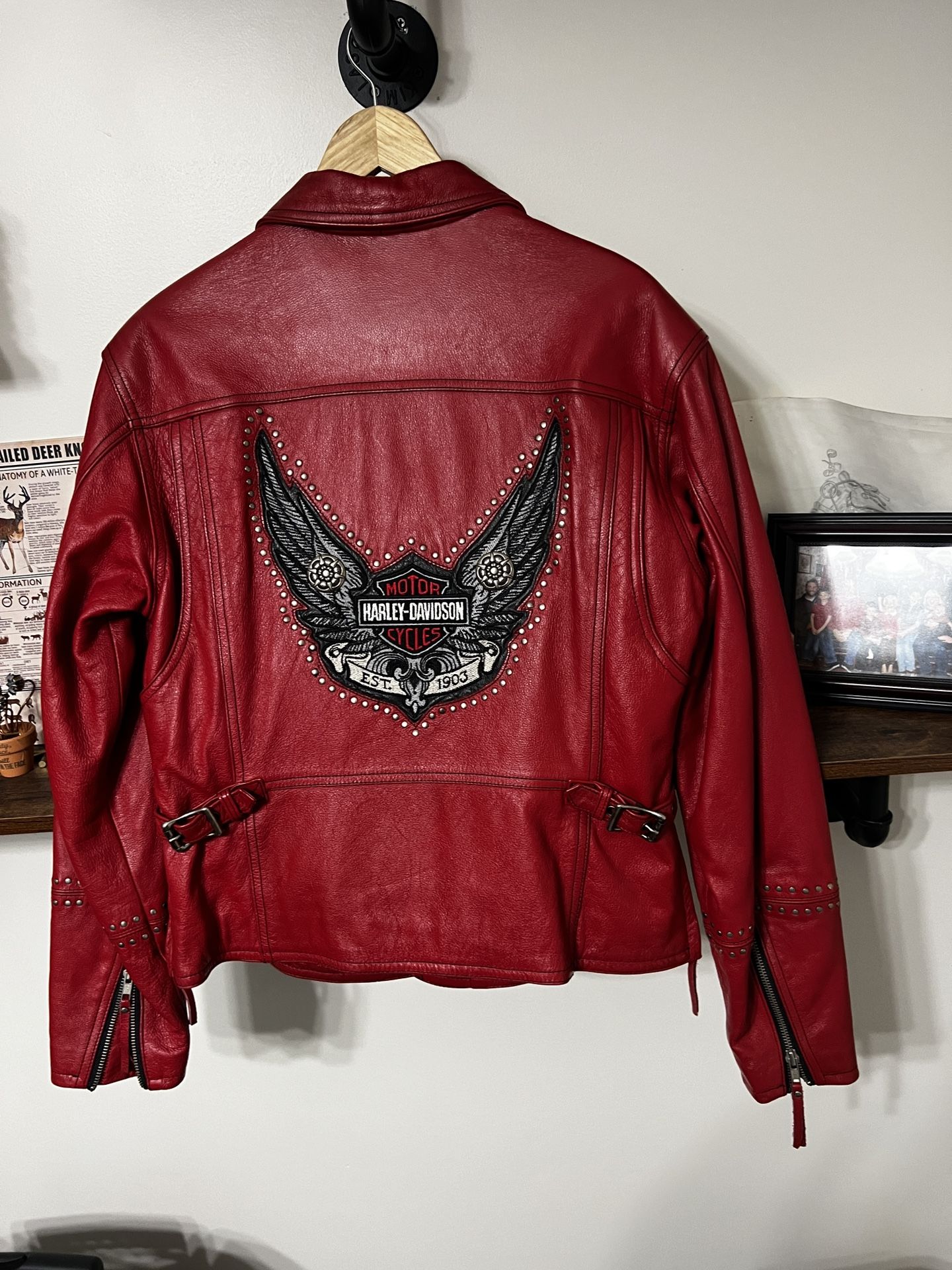 Red Vintage Harley Davidson Jacket MEDIUM