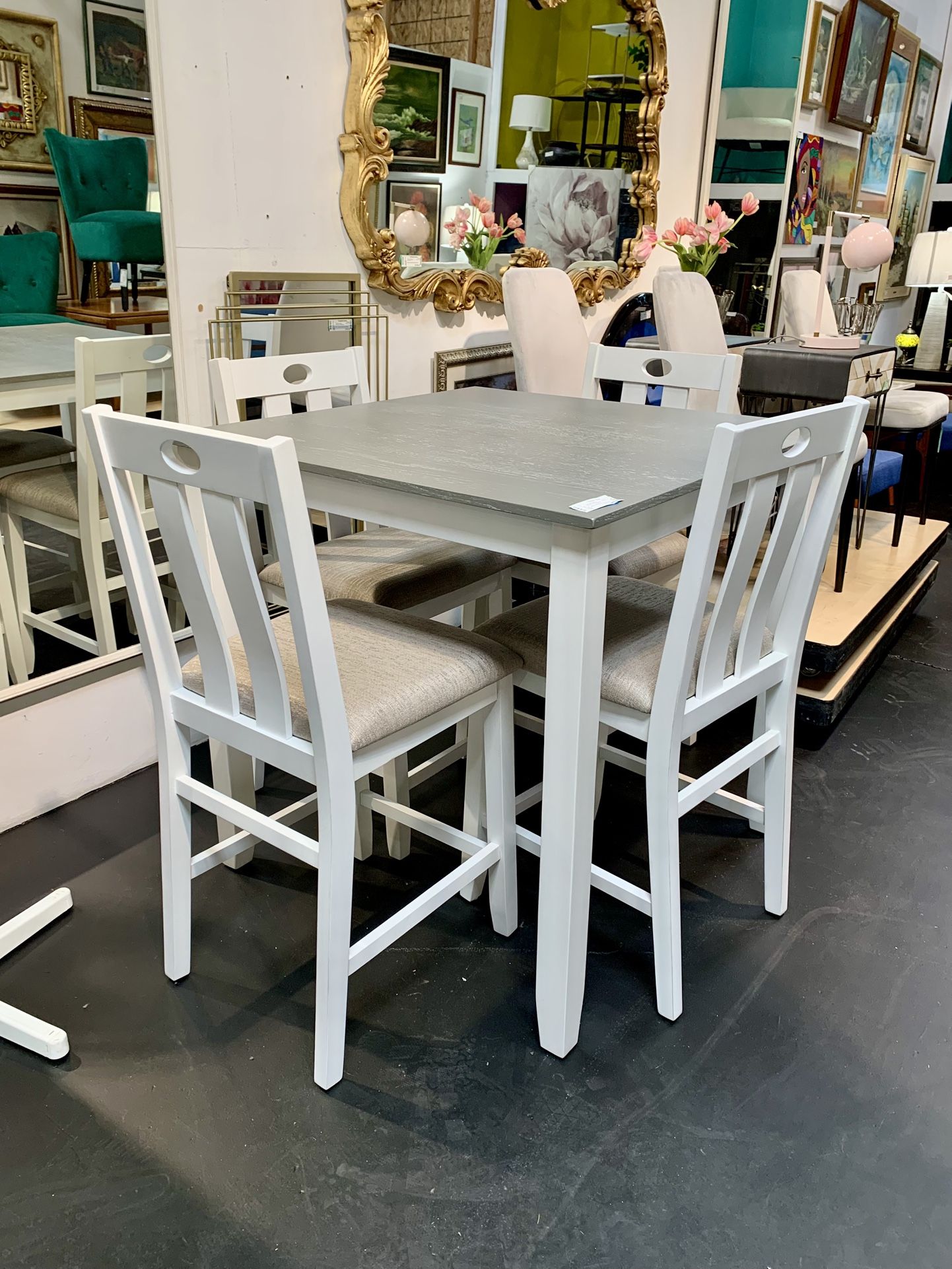 New, White counter height Dining Table Set