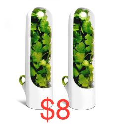  2 Pcs Herb Saver Capsules, Coriander Containers for Refrigerator, Fresher Container, Herb Storage Container for Coriander, Mint, Asparagus