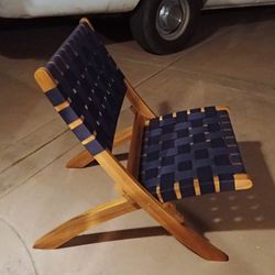 Sava Folding Chair Solid Acacia Wood Navy Blue 