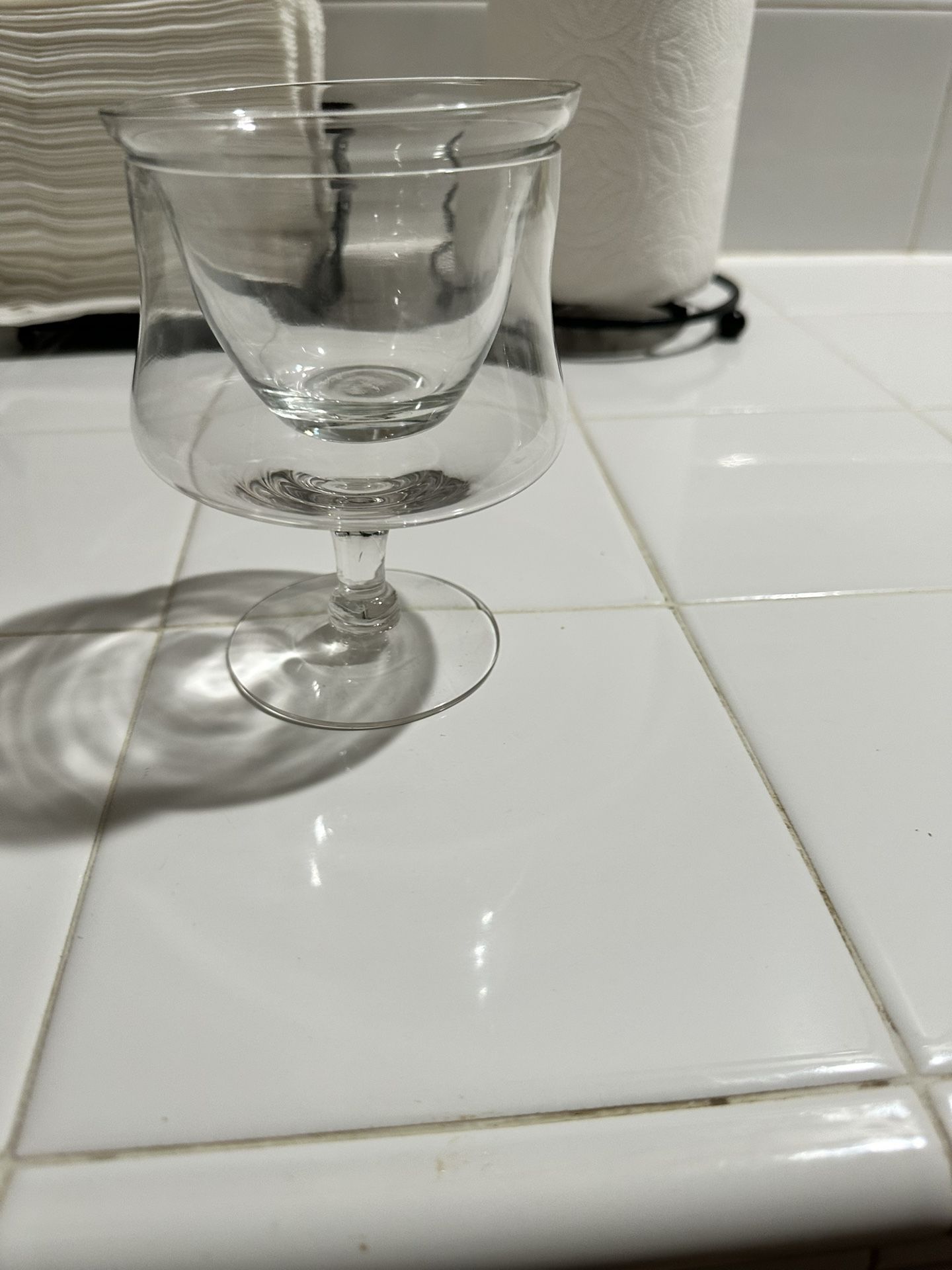 vintage shrimp or seafood glass cup with a chiller insert- 4 Glasses