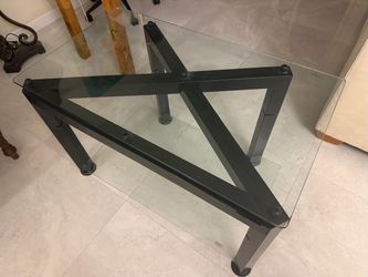 Glass TV Stand – Black Metal Frame