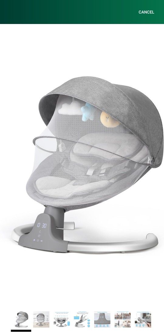 Baby Swing for Infants, Baby Rocker with 5 Speed, Bluetooth Support Infant Swing, 10 Preset Lullabies. 5 Point Harness with Remote Control and 3 Hangi