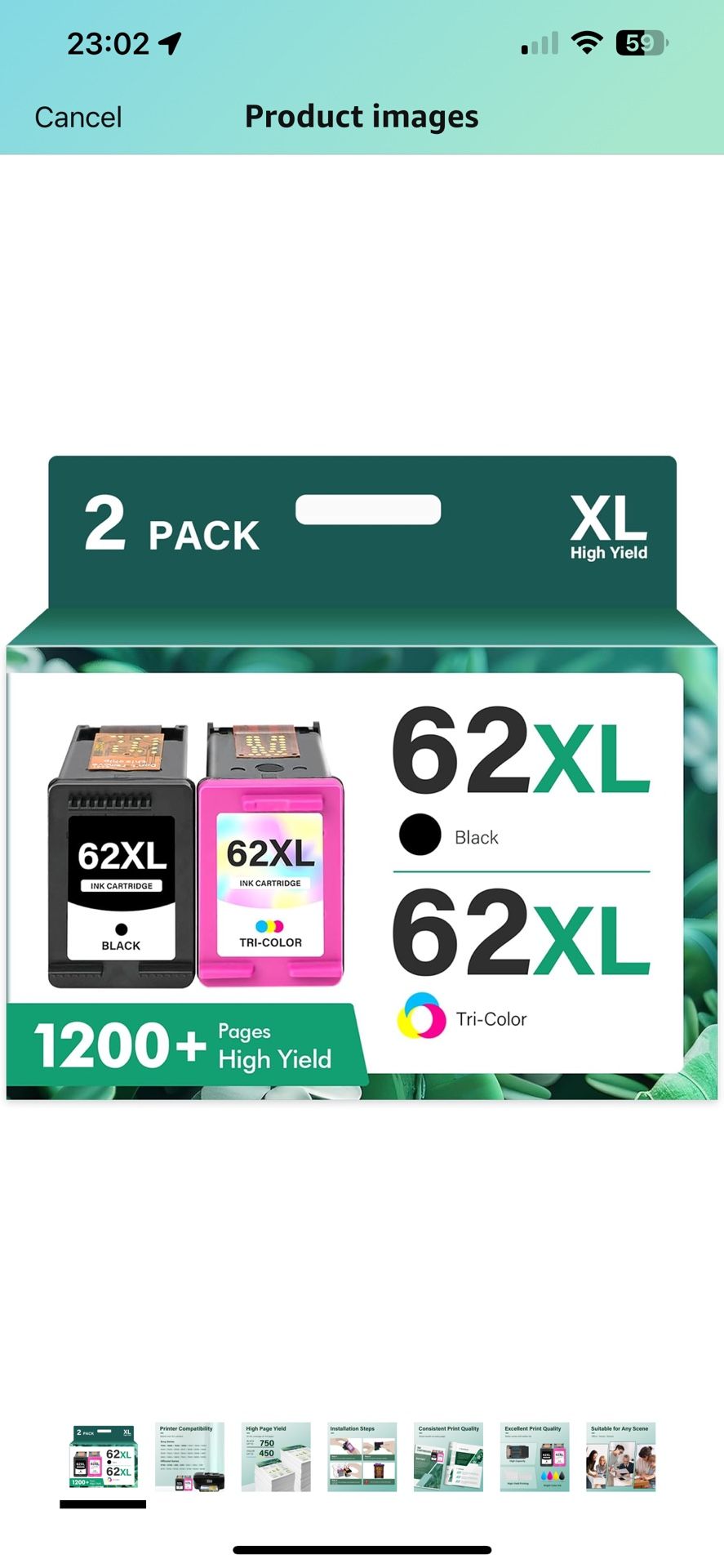 62XL 62 Ink Cartridges Black and Color Combo Pack Remanufactured Replacement for HP 62XL 62 Ink Envy 7 5 5 OfficeJet 250 200 P
