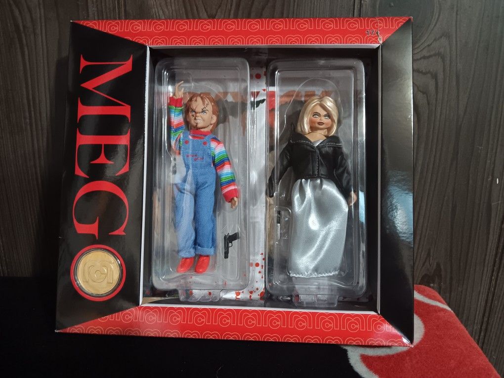 2- Pack Mego Chucky And Tiffany Doll  Set