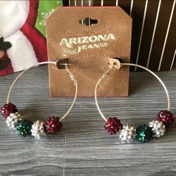 Cute Christmas Themed Hoop Earrings 