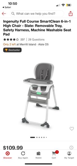 Ingenuity Full Course SmartClean 6-in-1 High Chair - baby eating chair