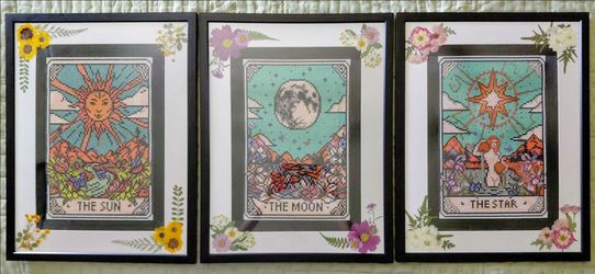 Set of 3 Tarot completed and framed Diamond paintings