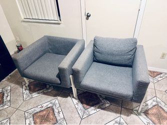 2 gray large chairs