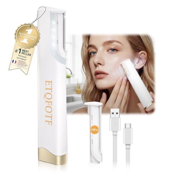 Sonic Dermaplaning for Women Face Ultrasonic Precision Hair Removal】Rechargeable dermaplane razor for women face 【Gentle Exfoliation】3-speed adjustme