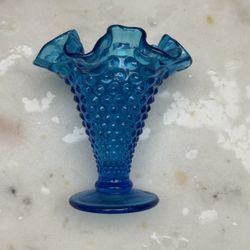 Vintage Cobalt Blue Hobnail Glass Bud Vase