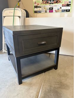 Gray Accent Table with Drawer