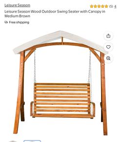 Leisure Season Wood Outdoor Swing Seater with Canopy