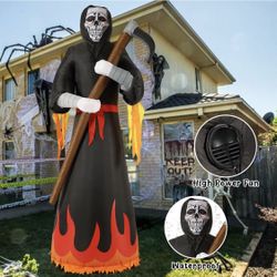 8 FT Tall Lighted Halloween Inflatable Grim Reaper Outdoor Blow Up Yard Garden Decoration