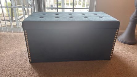 Blue storage bench