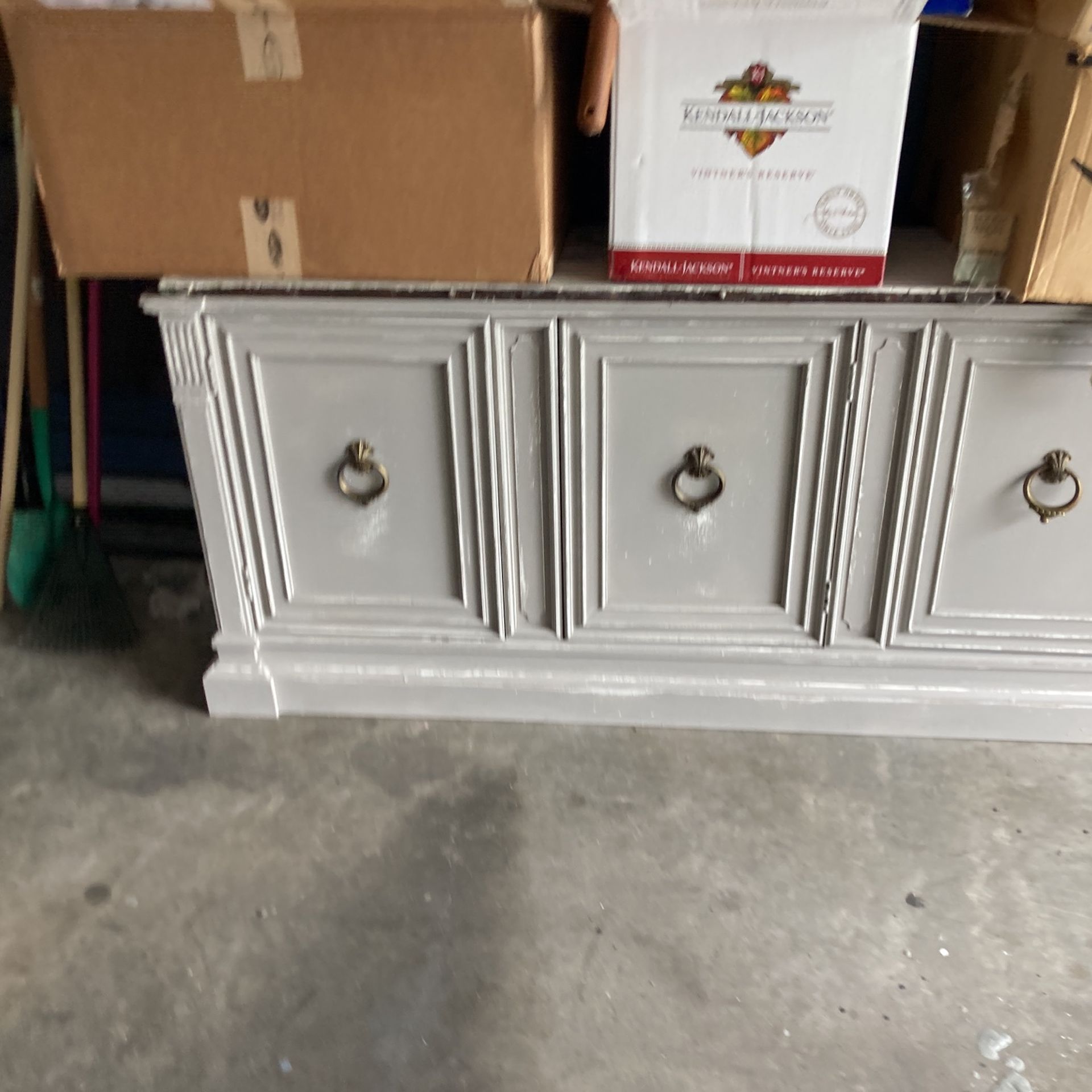 Grey And White Distressed China Cabinet   Lights  Up And Has Beveled Glass Shelves   Its A Beauty   Just  To Big  For  My New Home  Must Bring A Truck